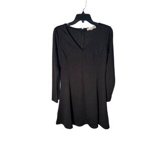 LOFT Black V-Neck Fit & Flare Dress Women’s Petite 4P Long Sleeve‎